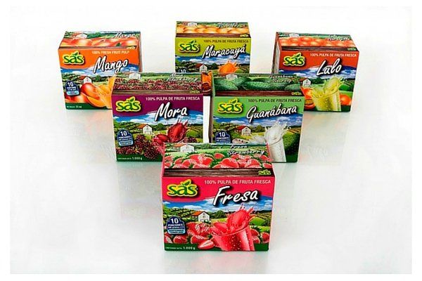 Composición de cajas de pulpa de fruta congelada de Alimentos SAS por kilo porcionado