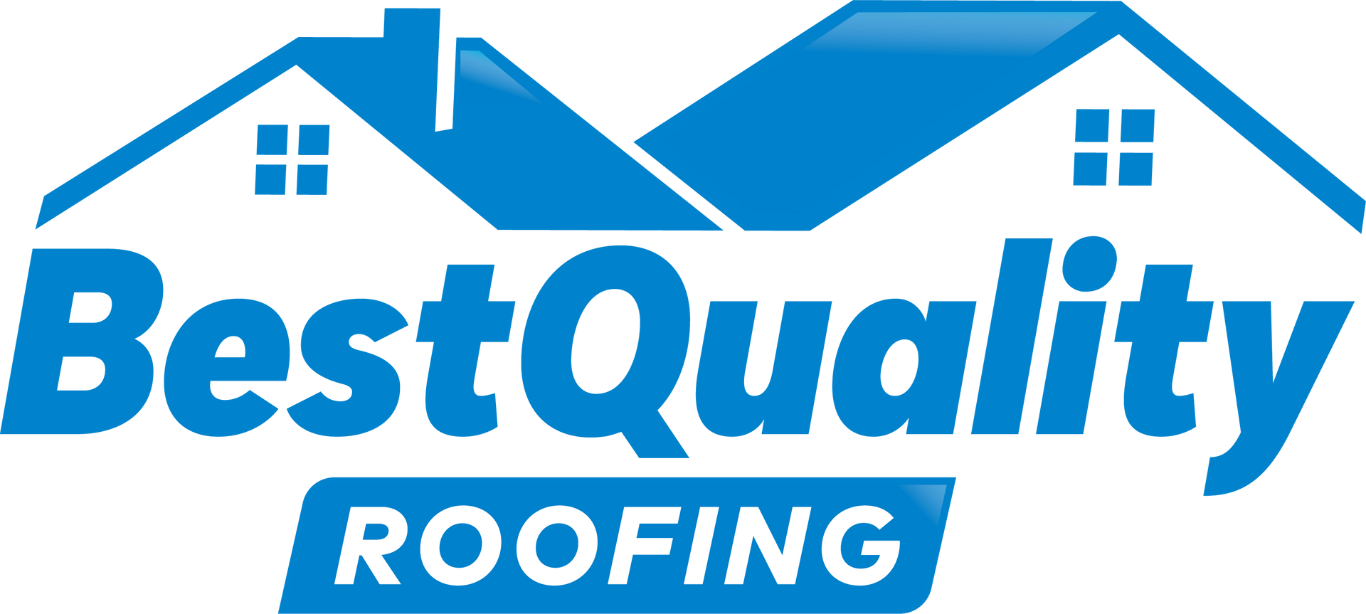 A blue and white Best Quality Roofing logo
