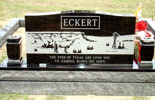 A black gravestone with the name eckert written on it