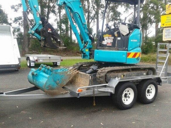 Trailer Loaded With Backhoe — The Trailer Factory In Port Macquarie, NSW