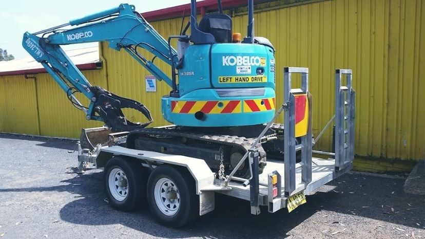 Trailer Loaded With Kobelco — The Trailer Factory In Port Macquarie, NSW