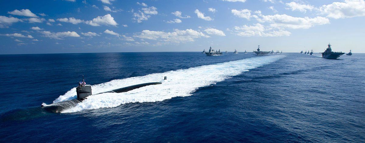 Navy ships at sea