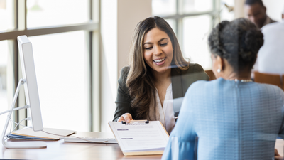 consultant working with client