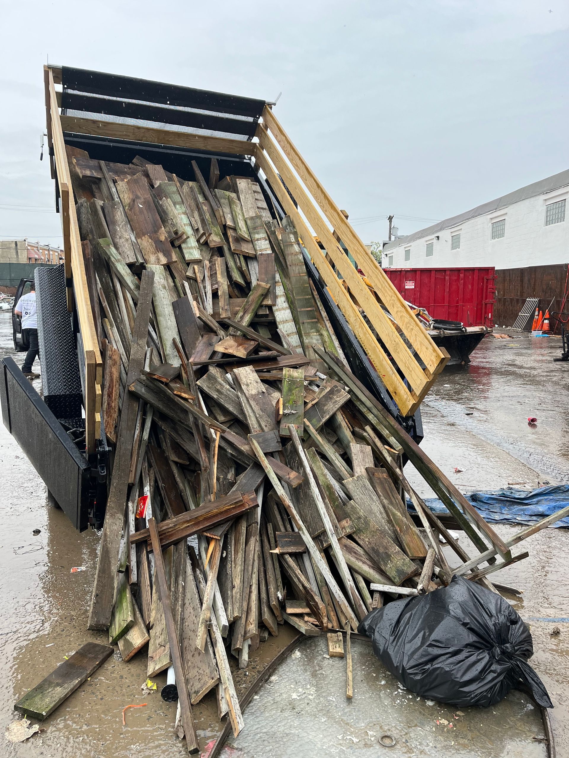 Contents being recycled from a deck removal job