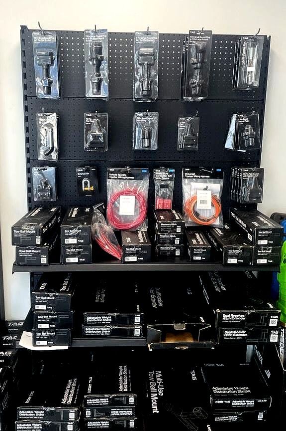 Towing Accessories on peg board — Rum City Exhaust Centre in Bundaberg Central, QLD