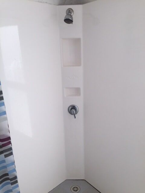 View of shower inside portable ensuite - Portable toilet hire & portaloo hire mackay