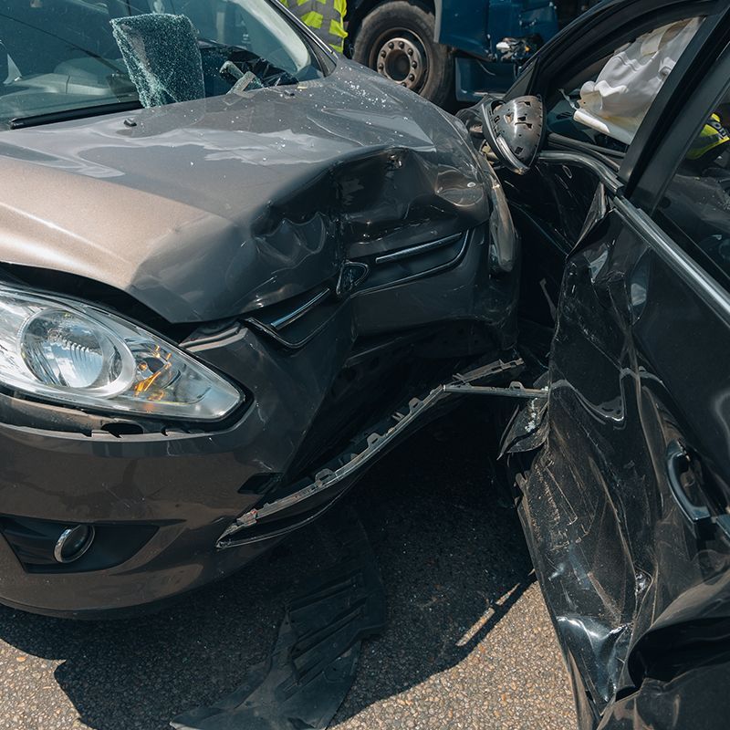 A car that has been damaged in a car accident