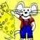 a cartoon mouse is standing next to a piece of cheese .