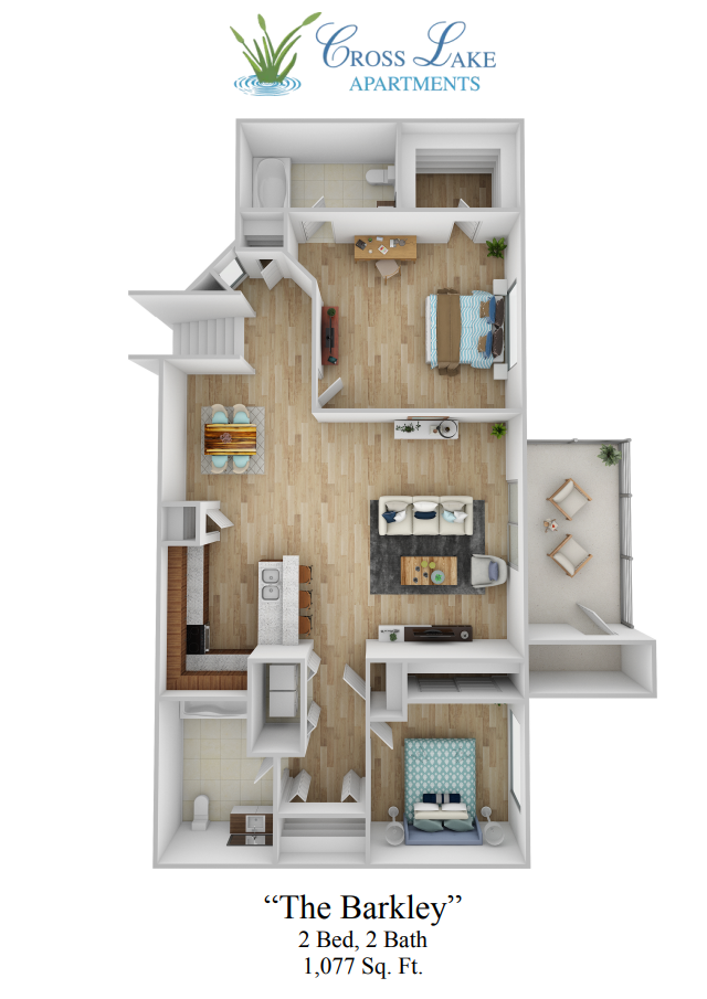 2 Bed, 2 Bath Floor Plan