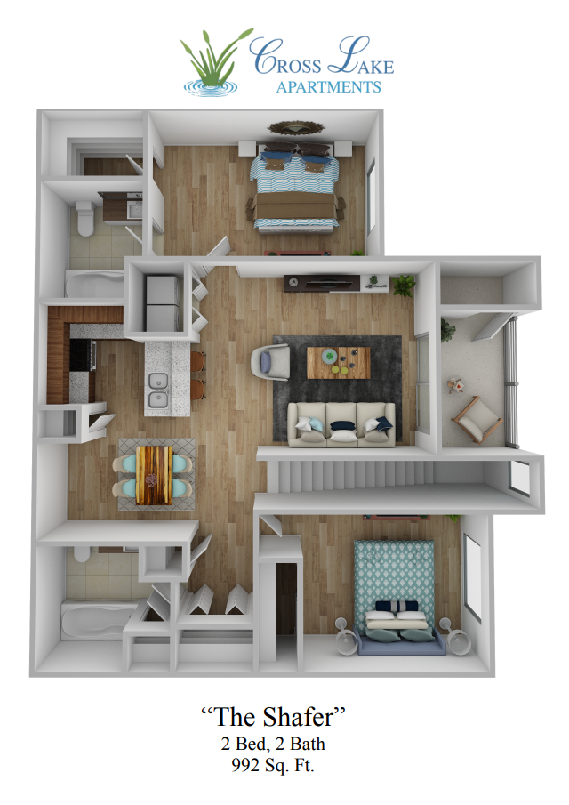 2 Bed, 2 Bath Floor Plan