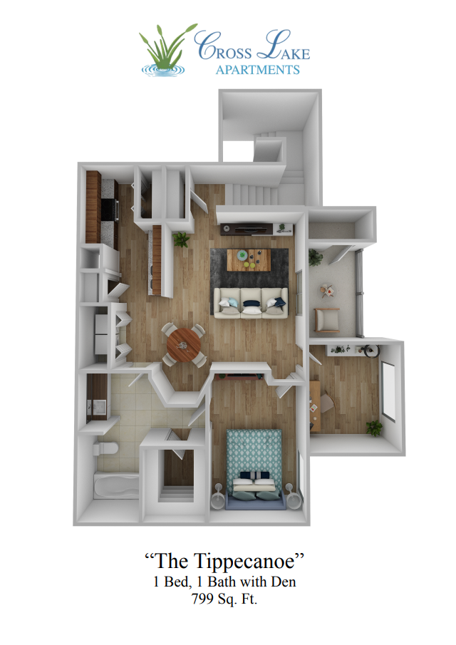 1 Bed, 1 Bath Floor Plan