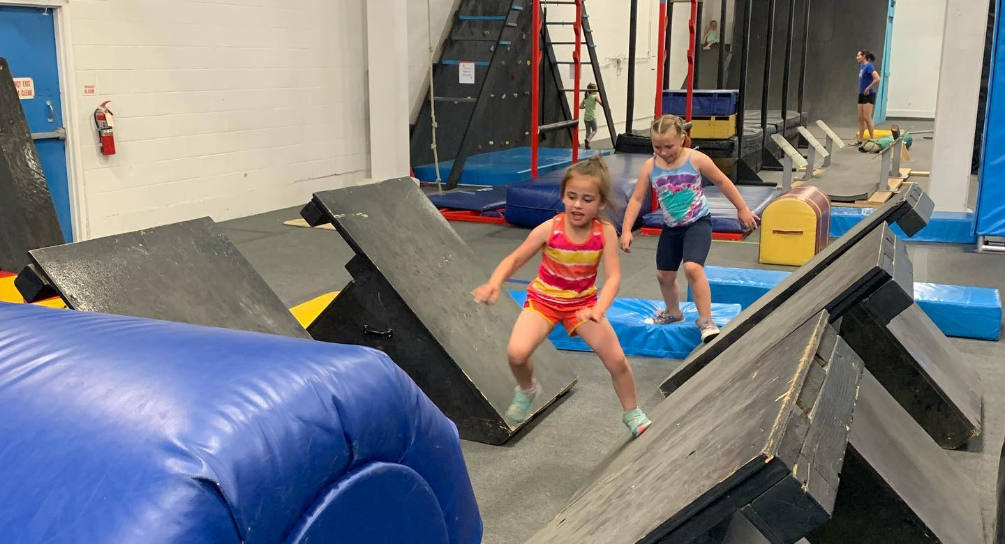 Kids playing on the quintuple steps