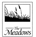 The Meadows logo, black and white grass with the words 