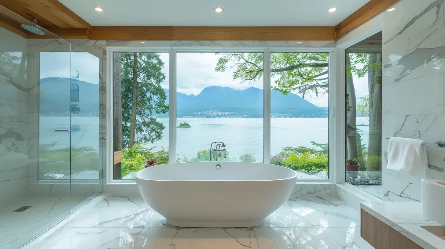 Bathroom renovations Vancouver BC featuring full ensuite remodeling with quartz double vanity and frameless glass walk-in shower. Schluter waterproofing membrane and slope-corrected drainage system ensure long-term moisture protection. Installed by licensed and insured Metro Vancouver bathroom renovation contractors.
Vancouver bathroom remodeling project with freestanding acrylic soaking tub and porcelain slab feature wall. Heated tile flooring and LED recessed lighting enhance comfort and energy efficiency. Completed in compliance with BC Building Code and City of Vancouver inspection standards.
Luxury bathroom renovation Vancouver including custom floating vanity and engineered stone countertop. Matte black fixtures and backlit smart mirror create contemporary design aesthetic. Delivered by certified Lower Mainland bathroom remodel specialists.
Small bathroom remodel Vancouver condo with space-saving wall-mounted toilet and corner glass shower. Waterproof vinyl plank flooring protects against humidity damage. Ideal for strata-approved bathroom renovations across Metro Vancouver.
Custom bathroom renovation Vancouver showcasing spa-inspired rain shower and built-in bench seating. Large-format porcelain tile reduces grout maintenance. Built by professional Vancouver bathroom remodeling experts.