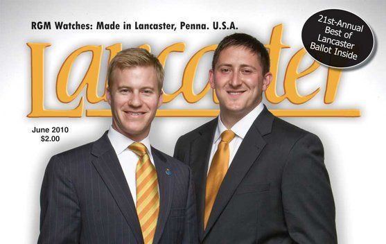 two men in suits and ties on the cover of lancaster magazine