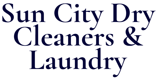 A logo for sun city dry cleaners and laundry