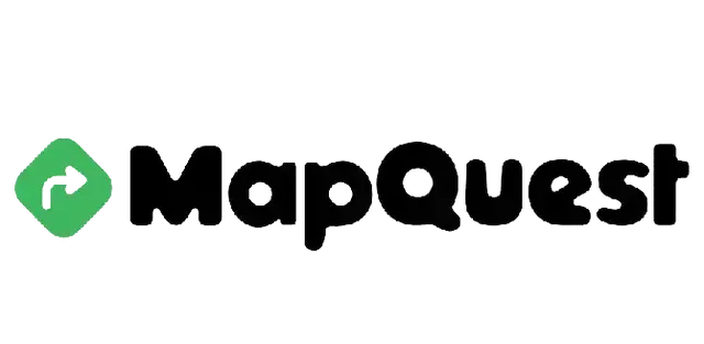 A mapquest logo with a green arrow on a white background.
