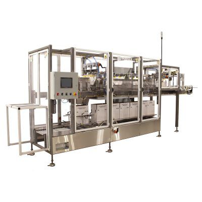 Industrial stainless steel packaging machine.
