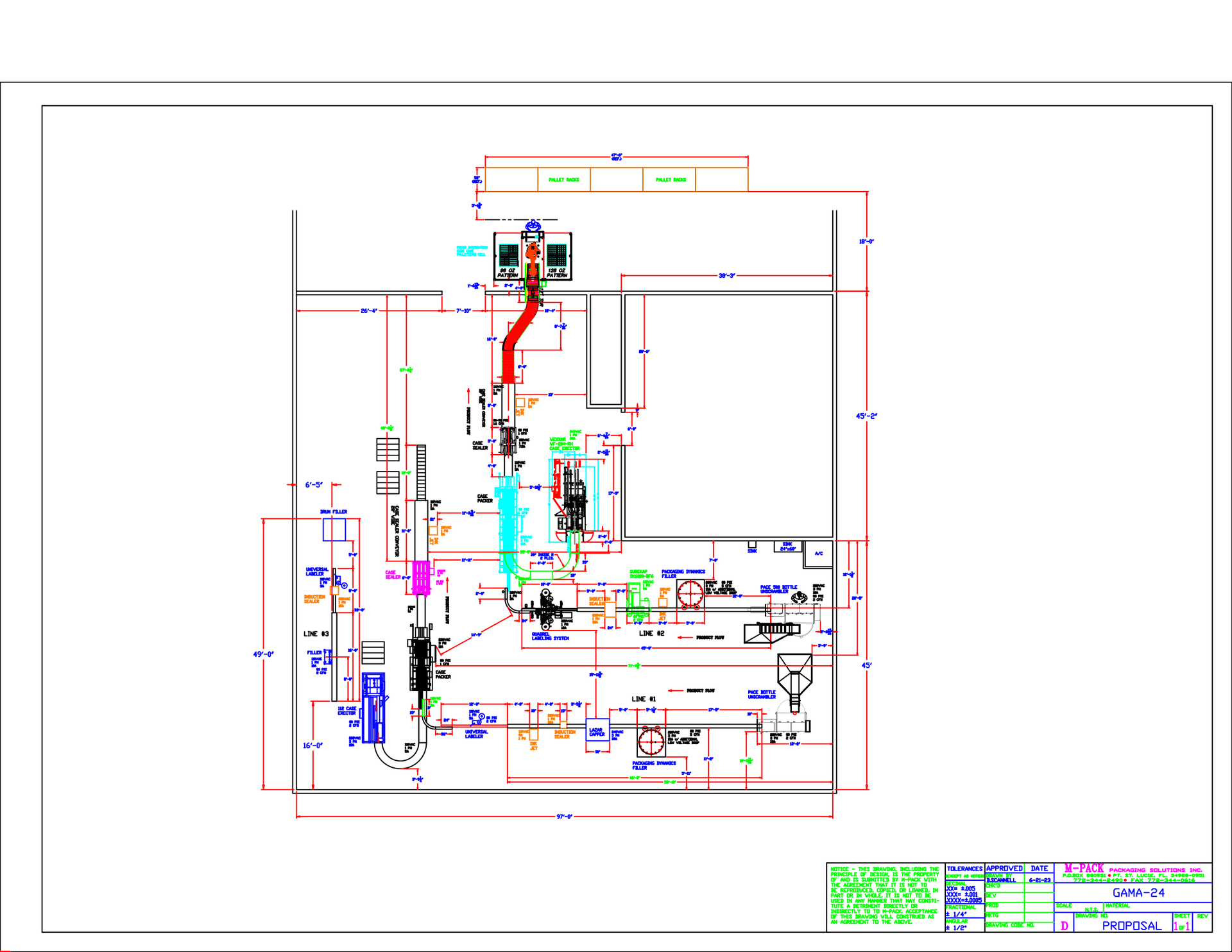 Engineering schematic showing piping layouts.