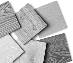 A black and white photo of different types of wood