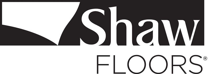 The logo for shaw floors is black and white on Floor Source Website