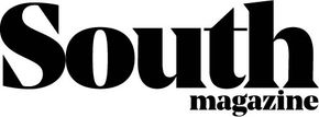 A black and white logo for south magazine on a white background.