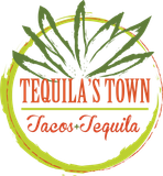 A logo for a mexican restaurant called tacos plus tequila