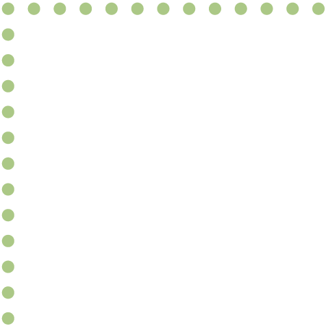 A green polka dot border on a white background.