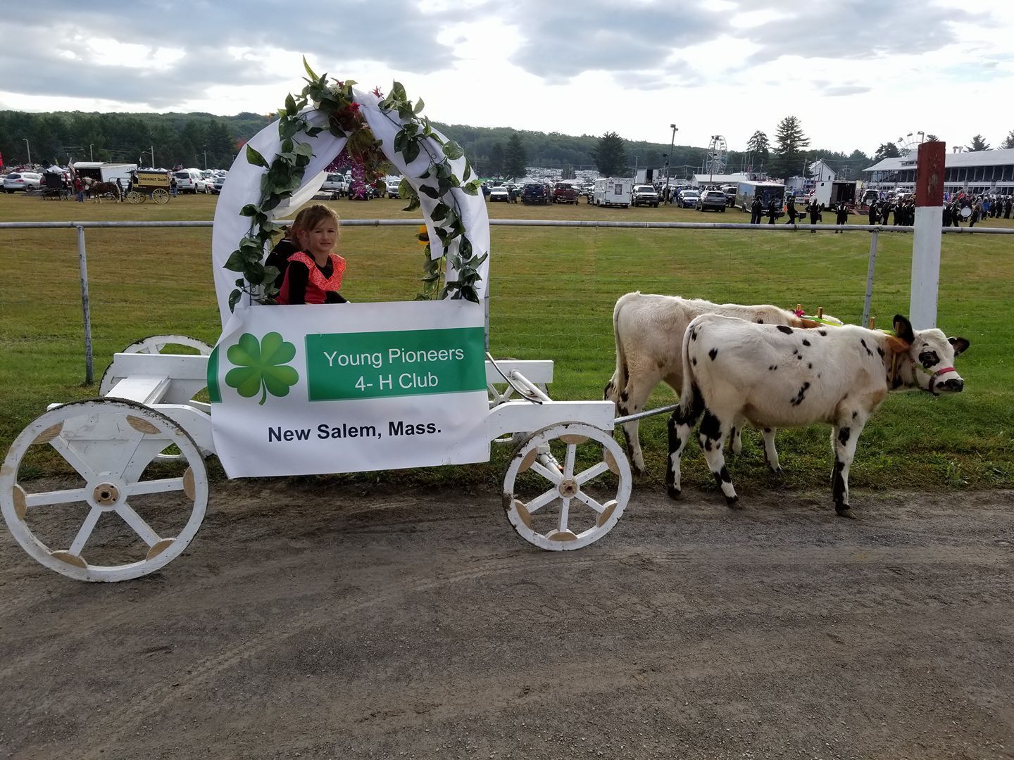 Evetns: Mass 4-H club oxen with a decorated cart