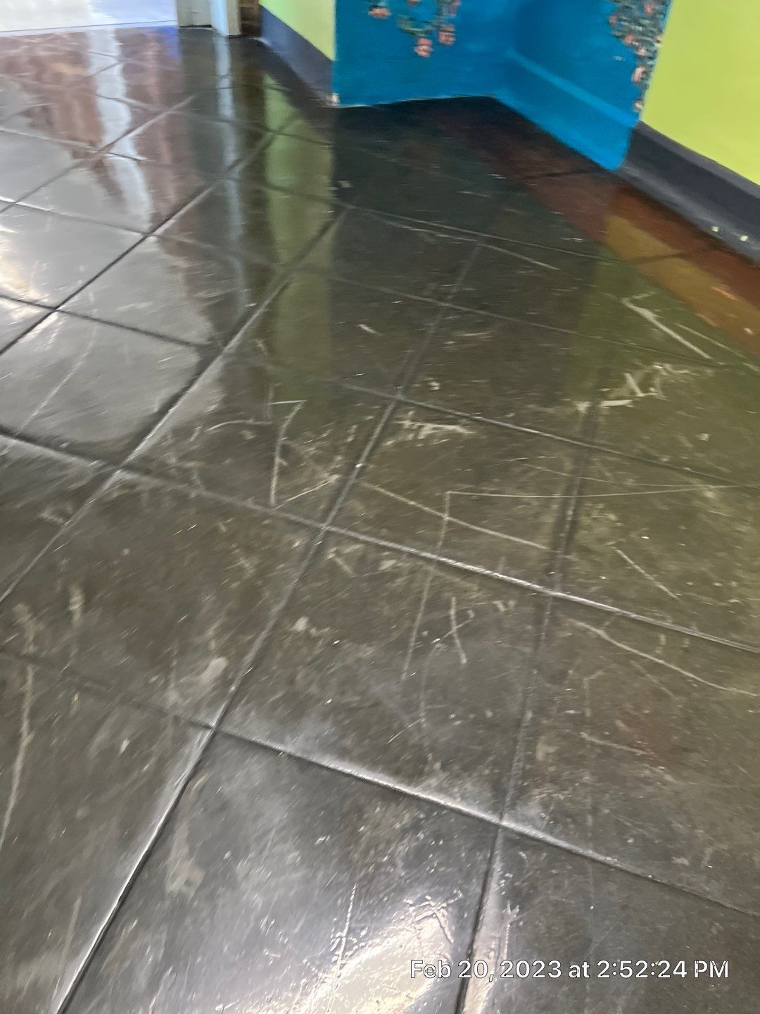 A close up of a tiled floor in a room