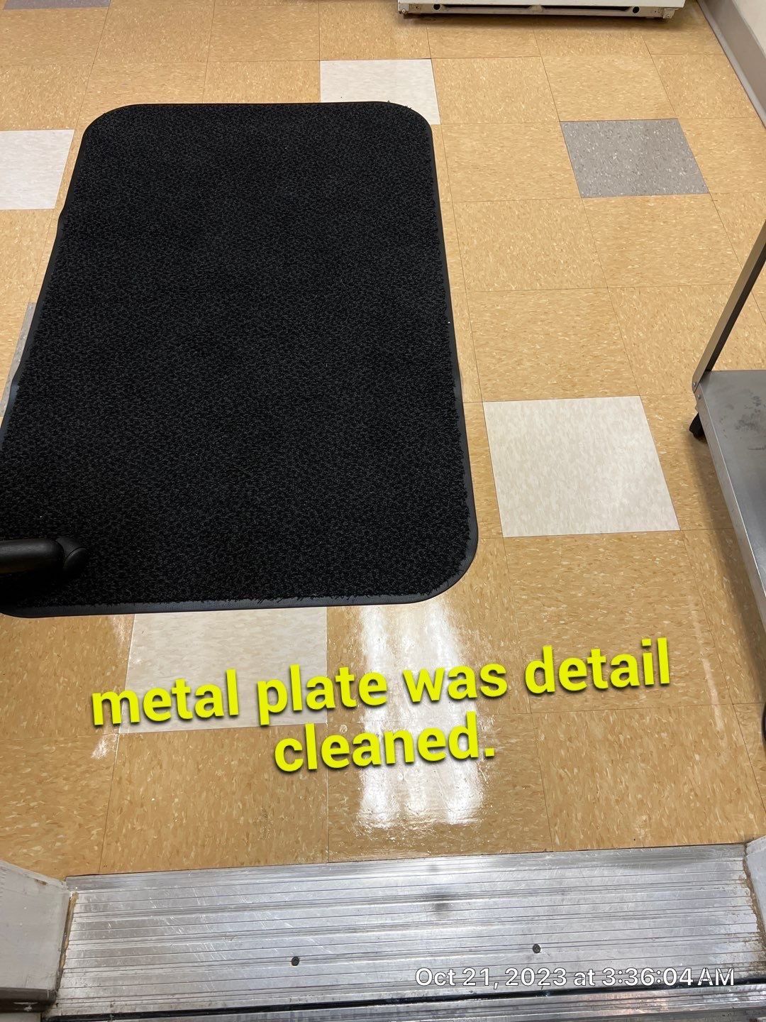 A picture of a metal plate that has been cleaned