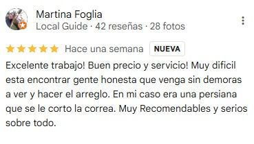 Reseña de un servicio por Martina Foglia. 