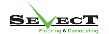 Logo for Select Flooring & Remodeling. Black text, 