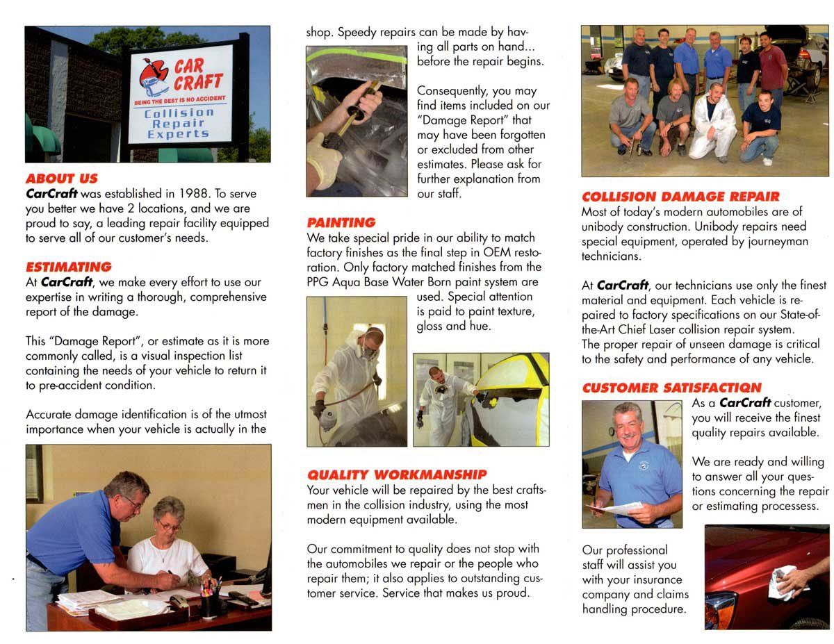 Brochure Car Craft — Collision Repair Specialists in Braintree, Ma