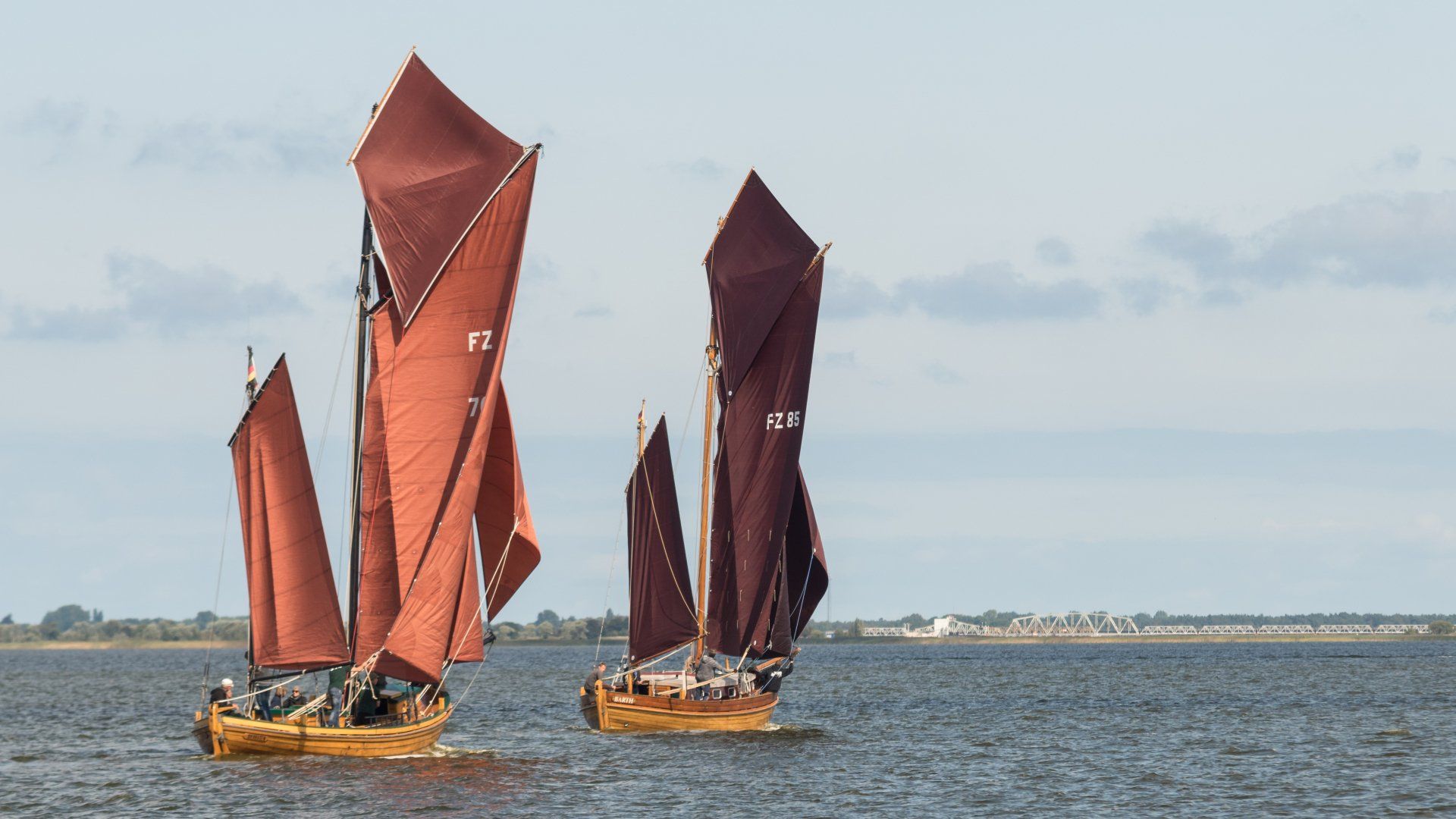 Zeesboote, Meinigenbrücke, Bodstedter Bodden, Zingst, Ostsee, Mecklenburg-Vorpommern, Vorpommern