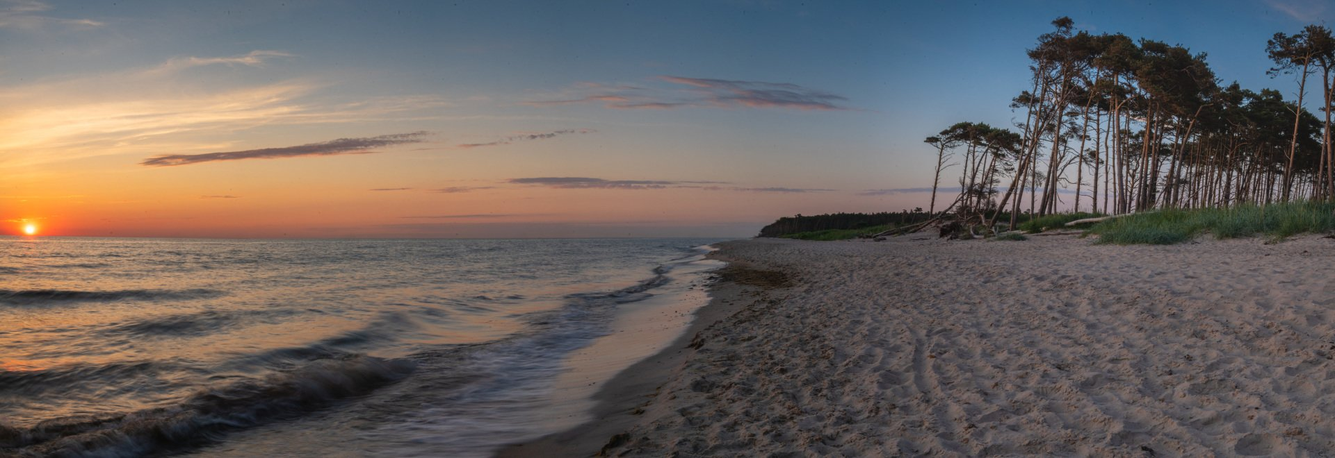 Weststrand, Sonnenuntergang, Strand, Ostsee, Zingst, Darss, Fischland, Küstenwald, Nationalpark Vorpommersche Boddenlandschaft,