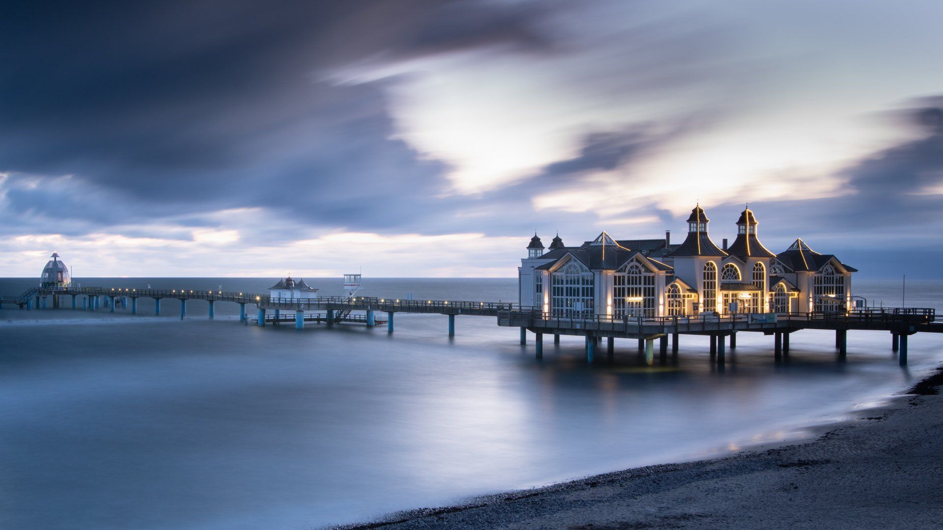 Rügen, Mecklenburg Vorpommern, Sellin, Seebrücke, Himmel, Wolken, Langzeitbelichtung