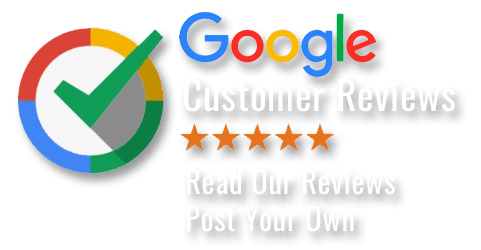 A google logo with a check mark and the words `` google customer reviews read our reviews post your own ''.