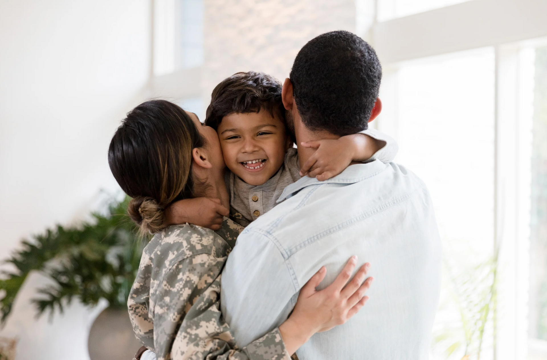 military family happy in new home