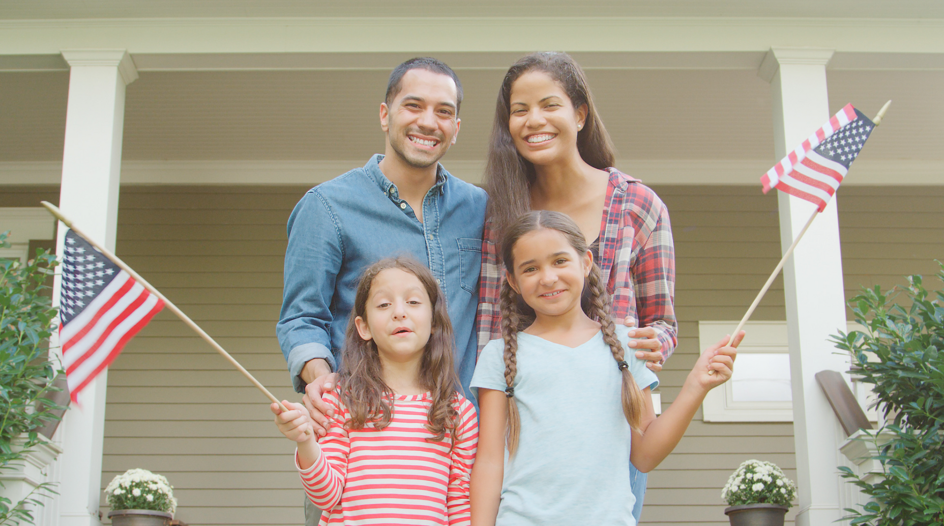 military family outside new home