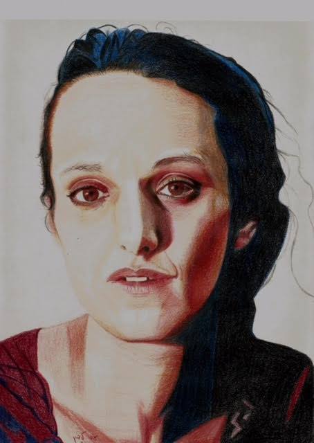 ציור פורטרט בעפרונות צבעוניים