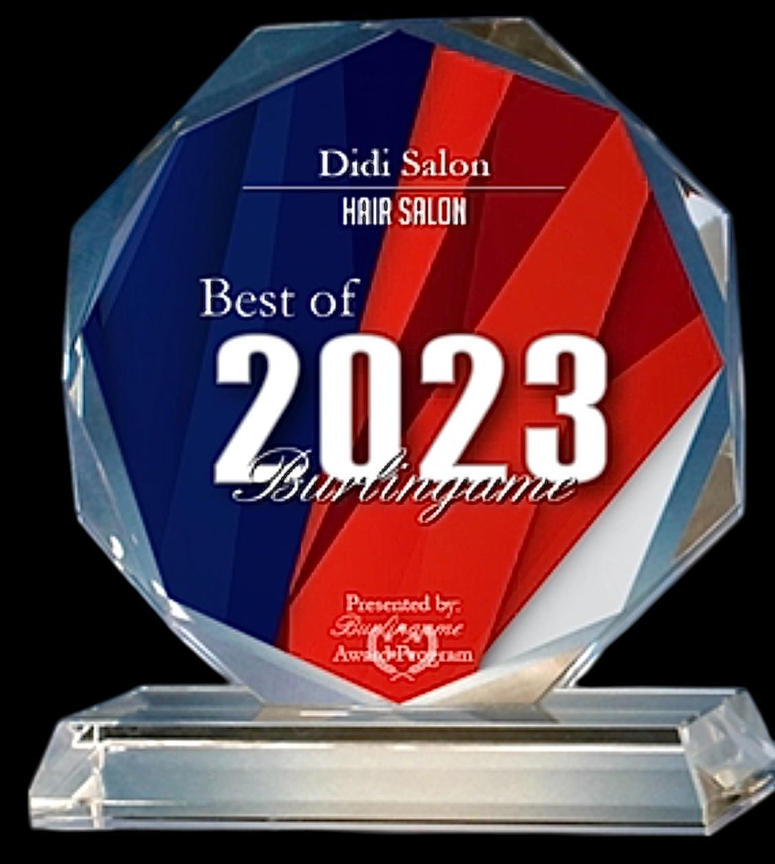 A plaque that says didi salon hair salon best of 2023