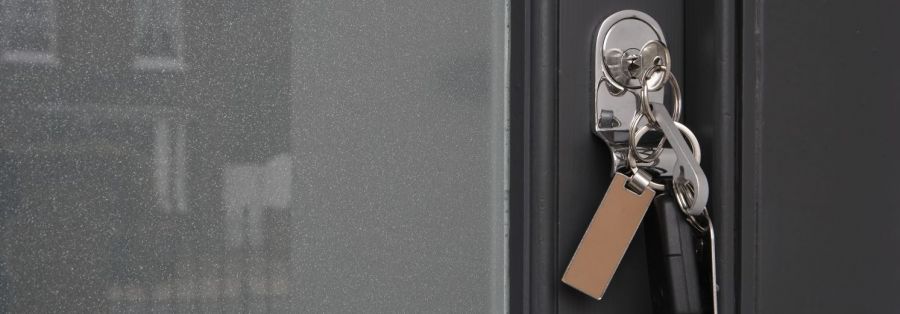 Lock and security keys in door in Griffith