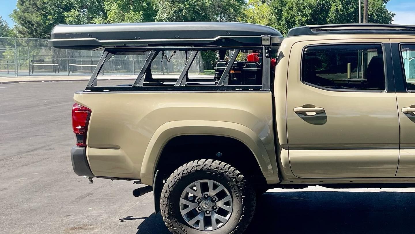 tacoma, toyota, truck, truck bed rack, custom fabrication, metal, off road, overlander.