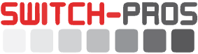 Switch-Pros logo in red and gray with a series of shaded squares underneath.