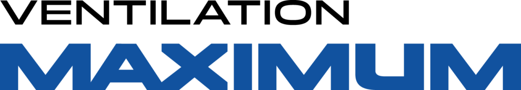 Un logo bleu et blanc qui dit ventilation maximale