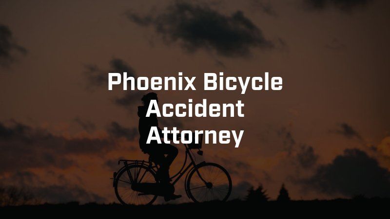 A silhouette of a person riding a bicycle with the words phoenix bicycle accident attorney below it