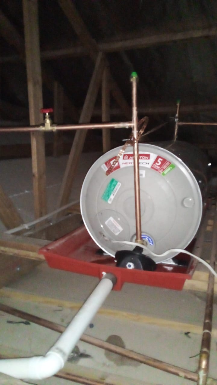 Geyser installed in ceiling