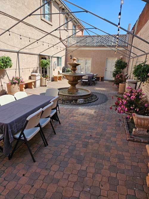 Douglass Family Mortuary several photos of interior views in Lynwood, CA spacious chapel, open and beautiful courtyard with seating