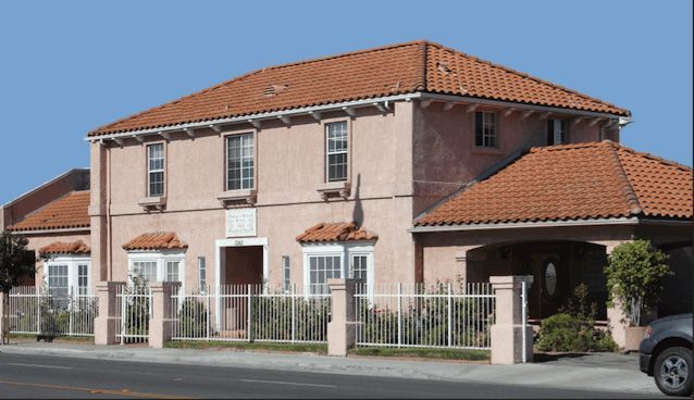 Exterior view of Douglass Family Mortuary in Lynwood, CA